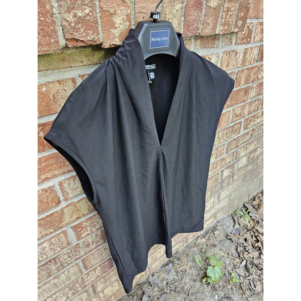 Buffalo David Bitton Liquid Knit Blouse Office Career Cap Sleeve Pleated Top XS